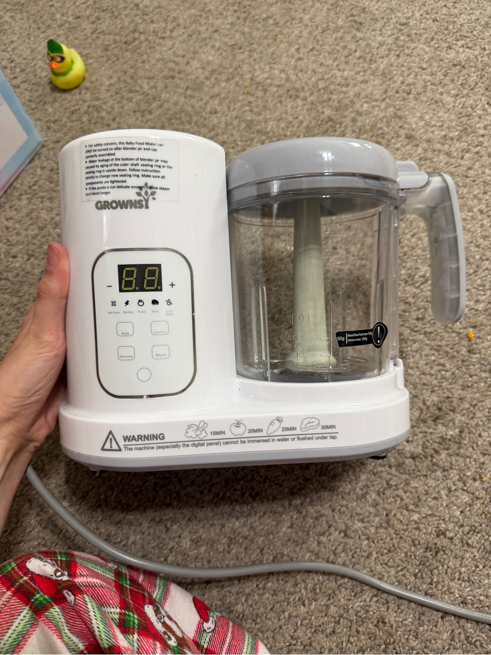 Grownsi White Baby Food Maker - 2-in-1 Steam & Blend